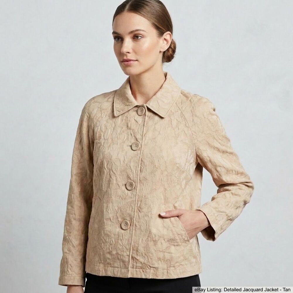J. Jill jacket beige tan cotton stretch jacquard sp s petite top blazer